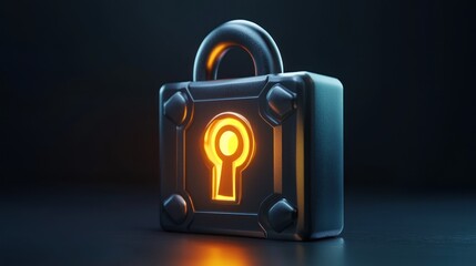 Aufkleber - Glowing Keyhole in a Futuristic Metal Lock