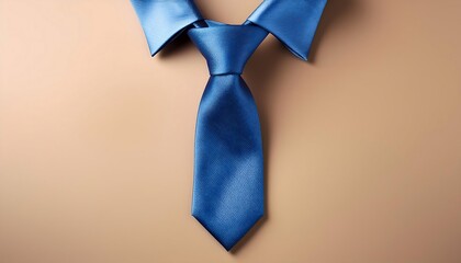 Aufkleber -  A simple yet stylish flat lay design features a blue necktie on a beige background waiting _1(546)