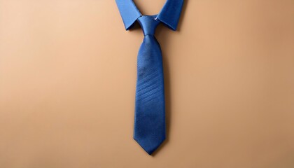 Aufkleber -  A simple yet stylish flat lay design features a blue necktie on a beige background waiting _1(545)