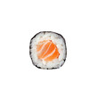 one piece maki sushi with salmon, top View, delicious-looking maki sushi on a transparent background. 