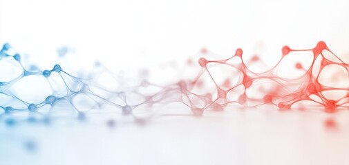 Poster - Abstract molecular network illustration featuring blue and red nodes connected by thin lines, symbolizing connection and data flow.