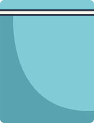 Poster - simple blue square shape with rounded corner and a double line at the top, suggestive of a design el