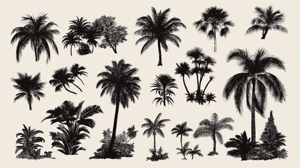 Palm Trees Silhouettes: Tropical Illustration
