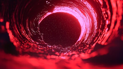 Poster - A vibrant, swirling vortex in deep red hues, suggesting depth and mystery, inviting exploration into the unknown.
