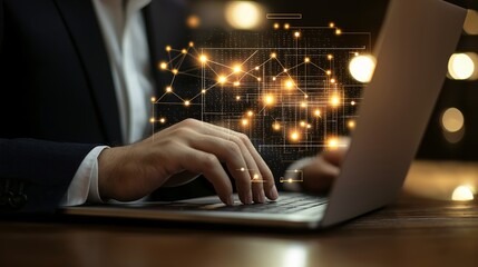 Poster - Professional lawyer working on legal documents with advanced technology and data visualization tools in a modern office environment