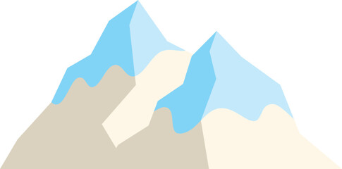 Poster - simple vector illustration of a mountain landscape with snow capped peaks