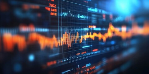 Canvas Print - Close-Up View of Digital Financial Charts and Graphs Analysis