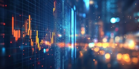 Poster - Digital Stock Market Background with Charts and Data Visualization