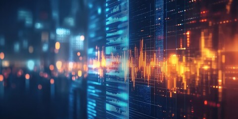 Poster - Digital Stock Market Background with Chart and Data Visualizations