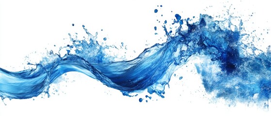 Wall Mural - Blue Wave splash isolated on white background