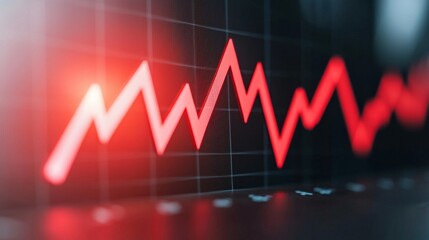 Poster - a digital graph with red lines fluctuating, indicating a downward trend or decline in data.