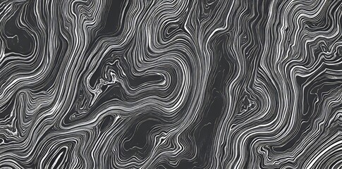 Poster - Background with wavy patterns. Curved stripes on a monochrome background. Abstract waves that repeat. Texture of stripes with numerous lines. Black and white illustration.