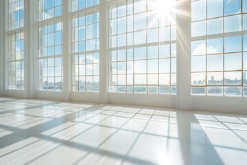 Wall Mural - A large building with sunlight shining through its windows