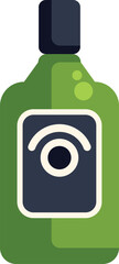 Poster - green bottle with a black label is standing, showing a minimalist eye logo design