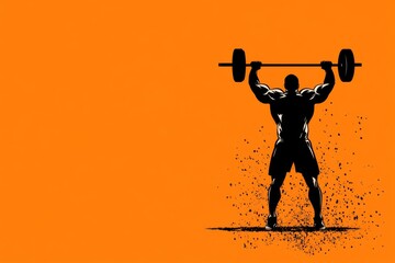Poster - A bold, flat design of a weightlifter mid-lift, captured in a modern, minimalistic style