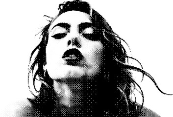 Poster - old school pixel portrait of a woman in early computer style