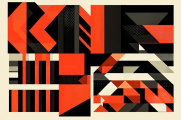 Poster - Modern seamless alphabet patterns in retro style, featuring colorful vintage backgrounds with Latin letters, and trendy textile prints.