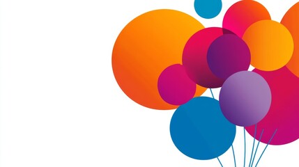 Poster - A seamless pattern featuring abstract, colorful, and randomly arranged circles on a white background..A pattern with vibrant, randomly distributed circles in an abstract design against a white