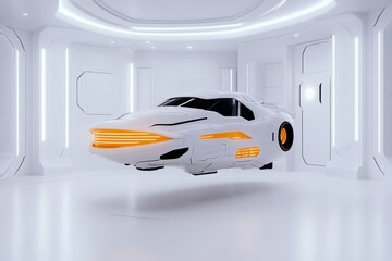 Aufkleber - A futuristic workspace with holographic architectural blueprints and interactive 3D models floating in the air