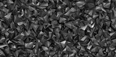 Poster - Black background featuring triangle patterns. Seemless abstract pattern composed of geometric shapes. Background made of triangular tiles. Triangular mosaic background.