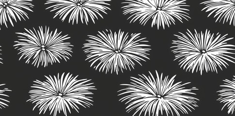 Hand-drawn geometric concentric circles pattern. Abstract barnacle or coral sea life design featuring white stripes on a black background. Trendy doodle line art with a sunburst texture resembling