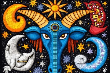 Poster - A pixel art depiction of an astrology chart, with vibrant zodiac symbols and twinkling stars in a retro gaming aesthetic