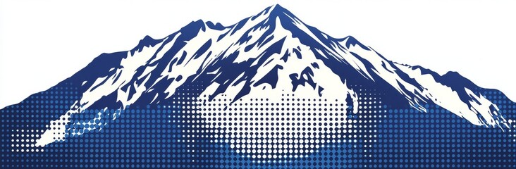 Poster - Modern halftone dots in a fading effect, resembling a mountain landscape, a banner with various gray shades..A background featuring modern halftone dots that fade, mimicking a mountain landscape, in