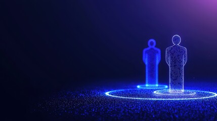 Poster - Futuristic AI-Driven Identity Verification Process with Digital Figures in a High-Tech Environment