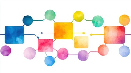 Poster - Glowing Flowcharts and Data Processing Elements in Vibrant Colors for Seamless Design