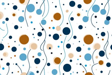 Aufkleber - A simple abstract pattern of swirling lines and dots in aqua tones on a plain white backdrop