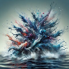Wall Mural - Flooded Frenzy A dynamic splatter featuring flooded water like p