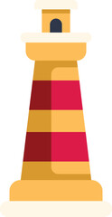 Poster - cartoon lighthouse illuminating the sea at night, providing safety for ships