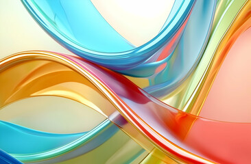 Poster - Abstract colorful background with wavy lines, 3D rendering illustration.
