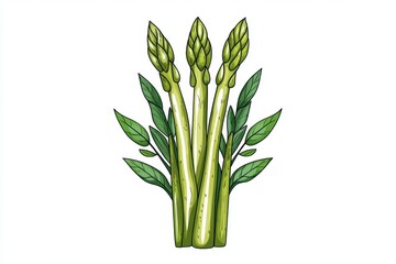 Poster - Asparagus illustrated in minimalist line art, with simple green and white tones creating a modern aesthetic