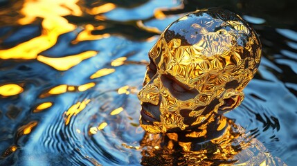 Poster - Mesmerizing Glass Orb Reflecting Rippling Water Surface
