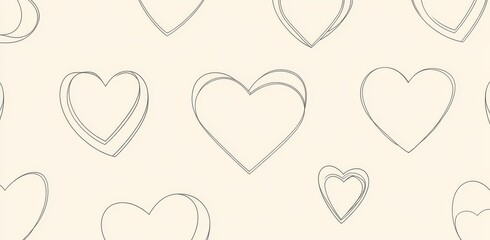 Hand-drawn doodle seamless patterns with hearts, ideal for creating Valentine's Day backgrounds.