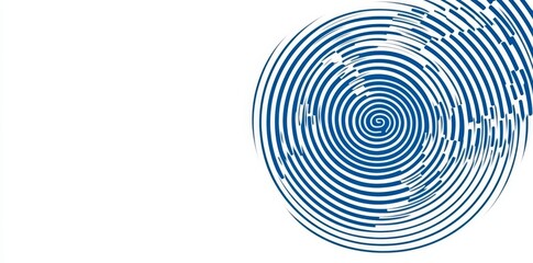 Poster - The design showcases a blue background adorned with white circular rings that have a faded, distressed vintage grunge look, complemented by an ancient geometric patterned paper.