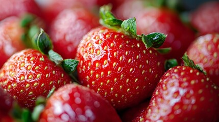 Wall Mural - Close-up of fresh strawberries with vibrant red color