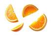 © Sunday Cat Studio - Fresh orange slices arranged creatively on a clean background. transparent background.