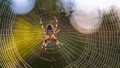 a close-up of a delicate spider spinning its intricate web