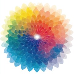 colorful wheel, rainbow color gradient petals on a white background