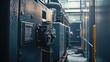 © Helen - Intricate Close-Up of Emergency Backup Generator System: Showcasing Mechanical Details, Robust Safety Enclosures, and Industrial-Grade Textures in Overcast Daylight.