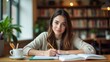 © ArtPro - A student-focused woman studying mockup with writing materials