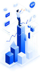 Poster - Business growth strategy digital workspace infographic analytical environment elevated viewpoint data visualization insights