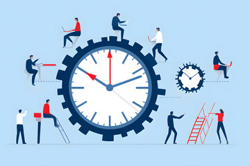 Poster - Time management strategies for professionals office space infographic digital environment top-down view productivity enhancement