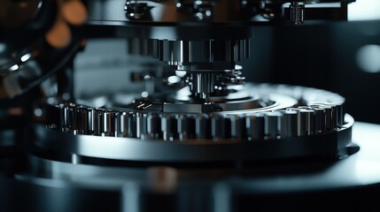 Poster - Close-up of intricate mechanical gears showcasing precision engineering.