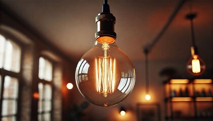Poster - A light bulb with a glowing light inside of it