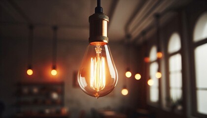Poster - A light bulb with a glowing light inside of it