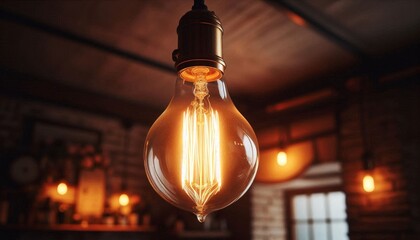 Poster - A light bulb with a glowing light inside of it