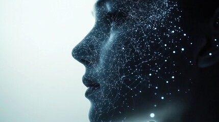 Poster - A digital representation of a human profile with a network of connections.